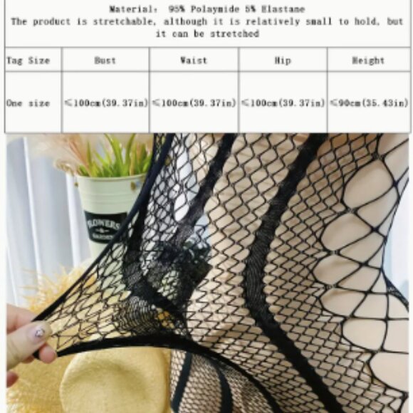 Black Knitted Fishnet Swim Cover-Up Dress - Picture 5 of 6